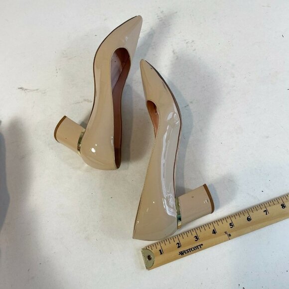 Kate Spade Block Heel Womens Patent Leather Pump Heels Khaki Sz 7M Pointed Toe - Picture 9 of 9